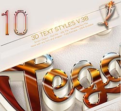 PS图层样式－10个极品3D文本效果：10 3D Text Styles V.38